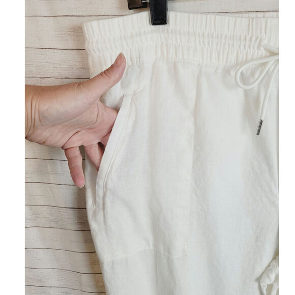Athleta Retreat Linen Wide Leg Pants in White Calla Lily, sz 16 - Picture 9 of 16